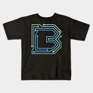 Alphabet B Circuit Typography Design Kids T-Shirt